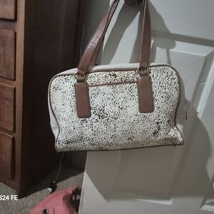 Fossil Speckled Cream and Brown Shoulder Bag